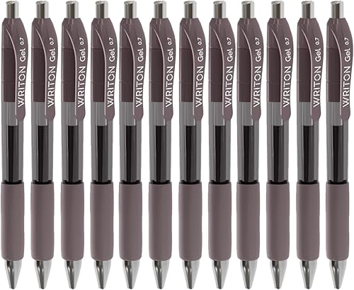 Writon Bolígrafos de gel retráctiles, agarre cómodo, punta fina de 0.028 in, tinta marrón, paquete de 12
