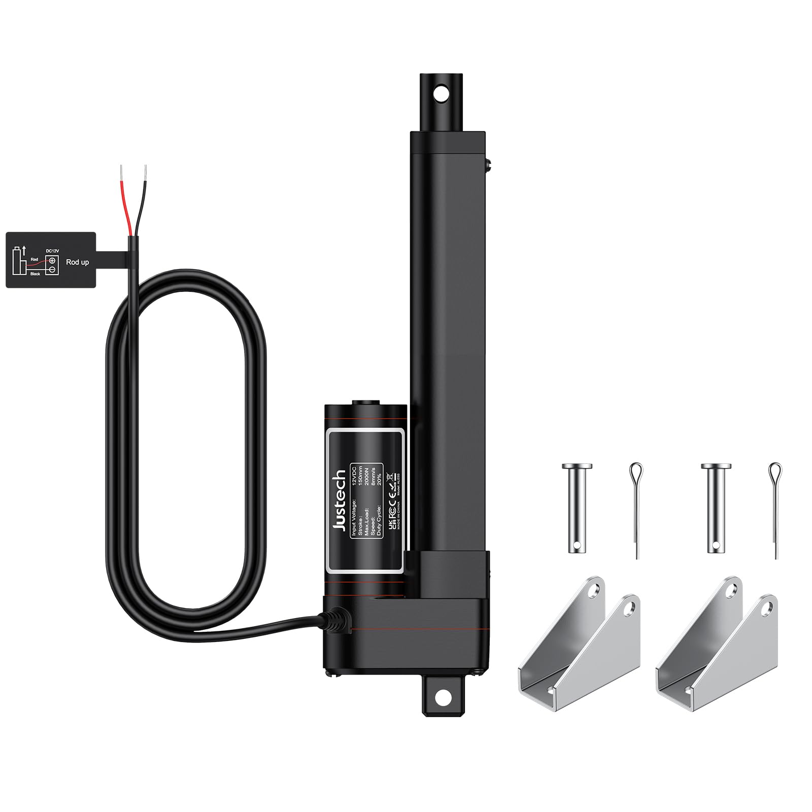 Justech 12V DC Attuatore Lineare Multifunzione Motore 2000N 150mm Sollevatore Corsa Motore Elettrico per Auto Automobile RV Elettrico Apricancello Industriale Macchine Agricole Industriali Pulizia