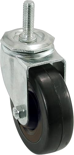 Shepherd Hardware 9023 Rueda giratoria de goma suave de 4 pulgadas, diámetro de vástago de 12 pulgada, capacidad de carga de 200 libras