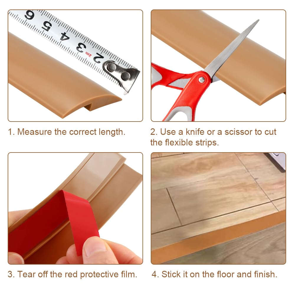 Striscia Di Transizione Per Pavimenti Autoadesiva - PVC 2m X 4cm, Per Tappeti E Pavimenti In Legno