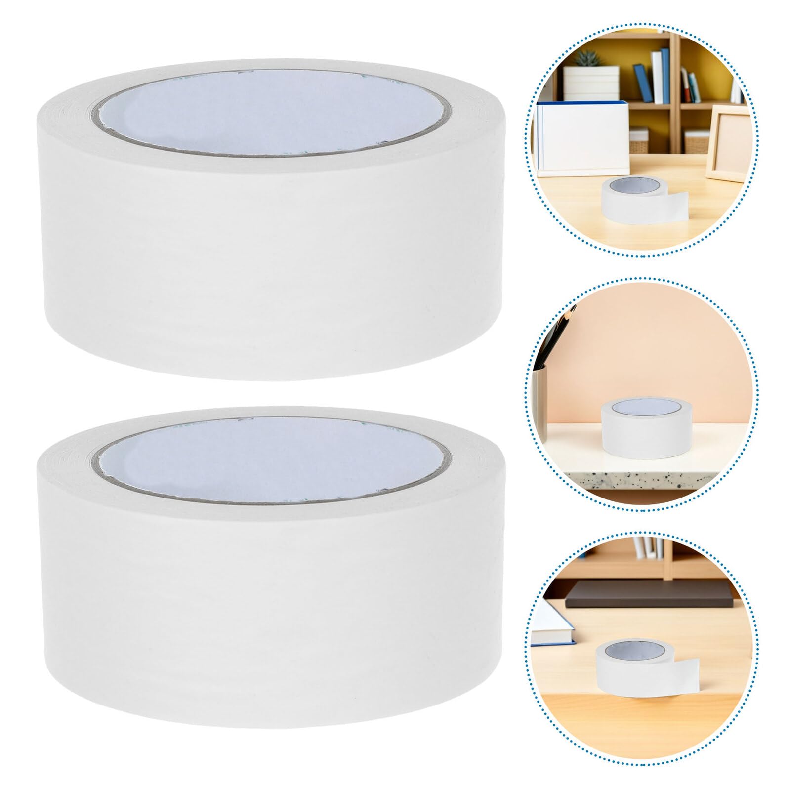 4 Rouleaux Ruban Adhésif Blanc Auto-adhésif Ruban Kraft Recyclable Résistant et Déchirable pour Emballage Scellage de Cartons Déménagement et Expédition Surface Mate Écrivable