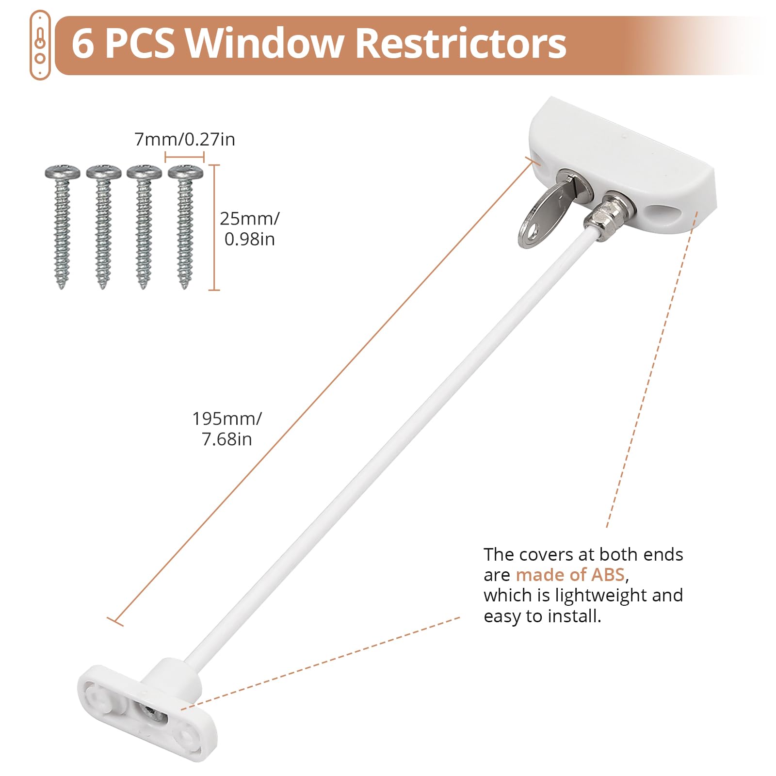 Kamtop 10PCS Window Restrictor Child Safety Locks, Flexible Cable Window & Door Restrictor with Keys - Image 2