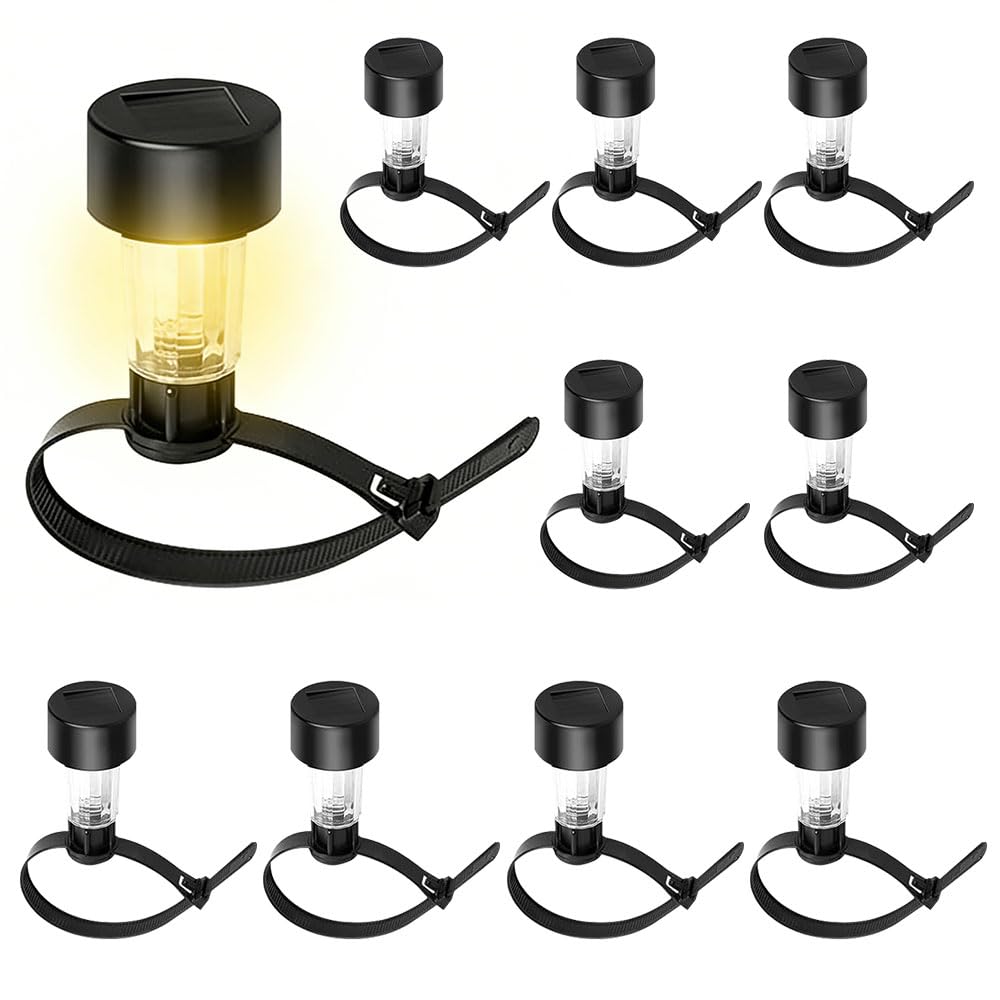 Set di 10 luci solari per piscina con fascette per cavi, illuminazione fluorescente bianca calda, 4,5 cm, per bordo piscina, recinzione, giardino, piscina, bar, decorazione per feste