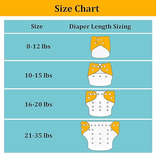 Miniatura 4 de babygoal Pañal de tela reutilizable con inserto para bebés niños y niñas de 8 a 35 libras, pañal ajustable y lavable B05-B