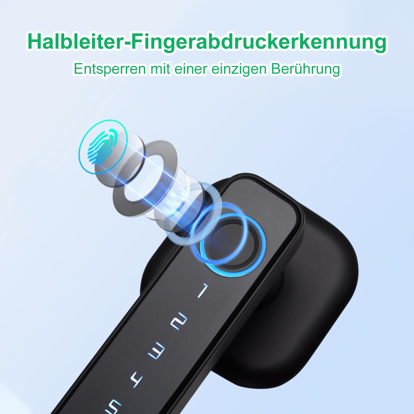 5-in-1 Intelligentes Türschloss, Elektronisches Türschloss für Bluetooth | Fingerabdruck biometrische, Temporäres Passwort, Per App gesteuert, Smart Lock, IC-Karte, für Haustür, Wohnung, Hotel, Büro