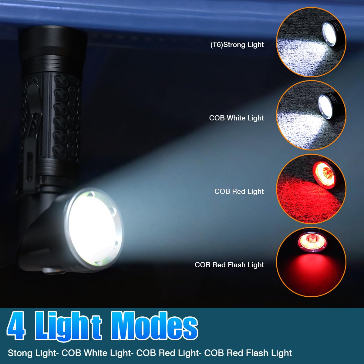 New Portable COB LED Flashlight USB Rechargeable Work Light Magnetic Lanterna Hanging Lamp with Built-in Battery Camping Torch - 39