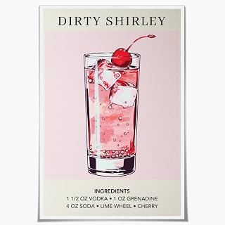 Dirty Shirley Temple Canvas Wall Art Non Alcoholic Cocktail Canvas Wall Art Print Poster Posters Decor for Dorm Room Game Room-12x18inch Unframed