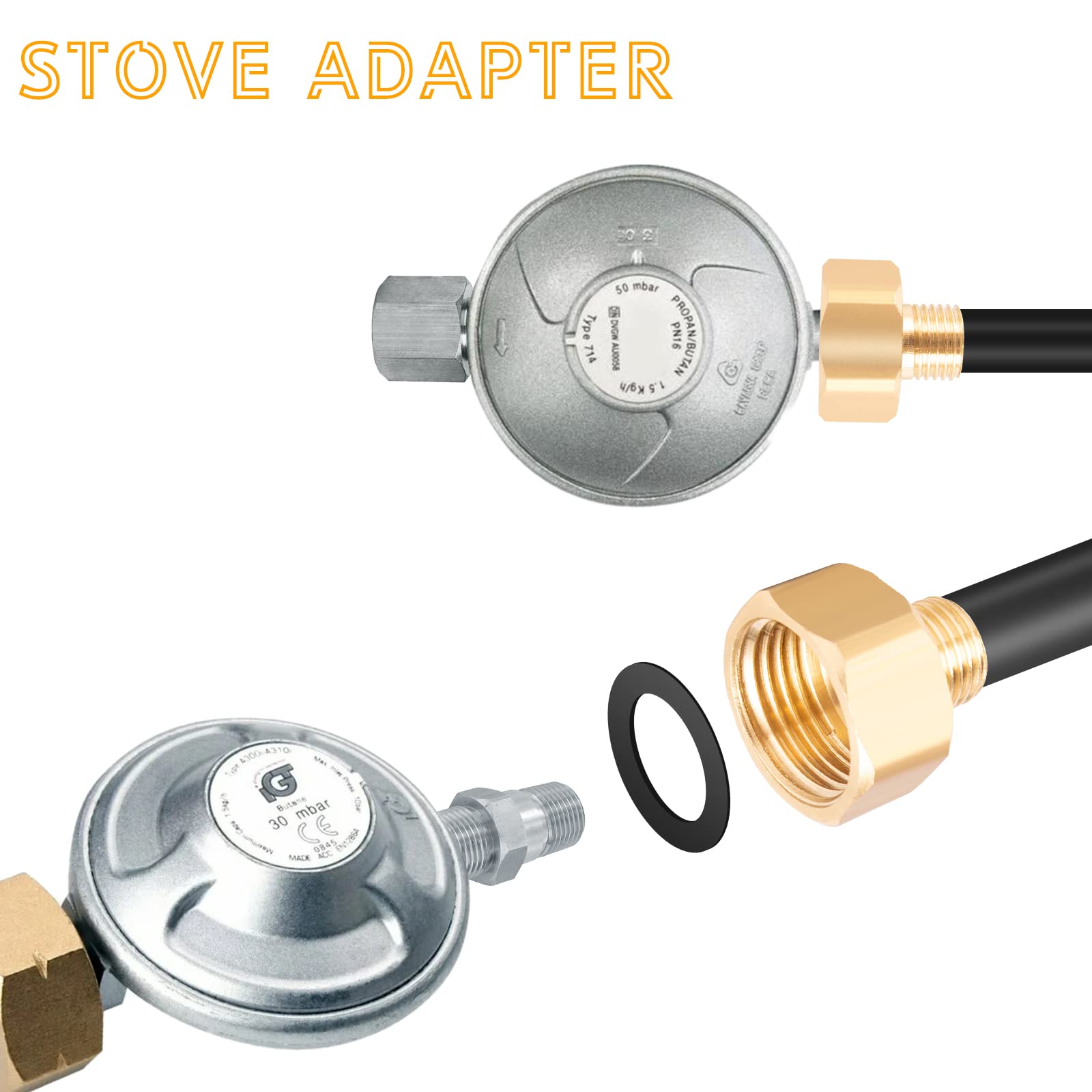 2x Gasherd Adapter 1/2" Auf 1/4" - Messing Adapter Für Grill Und Herd