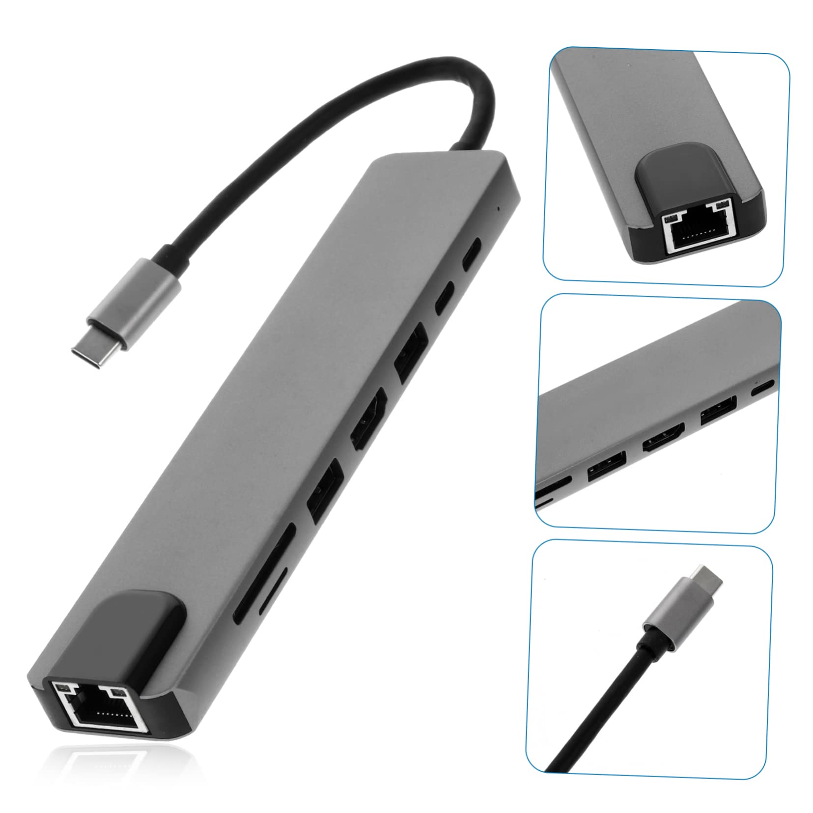 Mikikit 2pezzi Type-c Hub Docking Station Per Computer e Smartphone Usb Converter Pratico Pd Espansione Multi-porta Per Rete e Dati Design Compatto e Portatile Per Ufficio e Casa