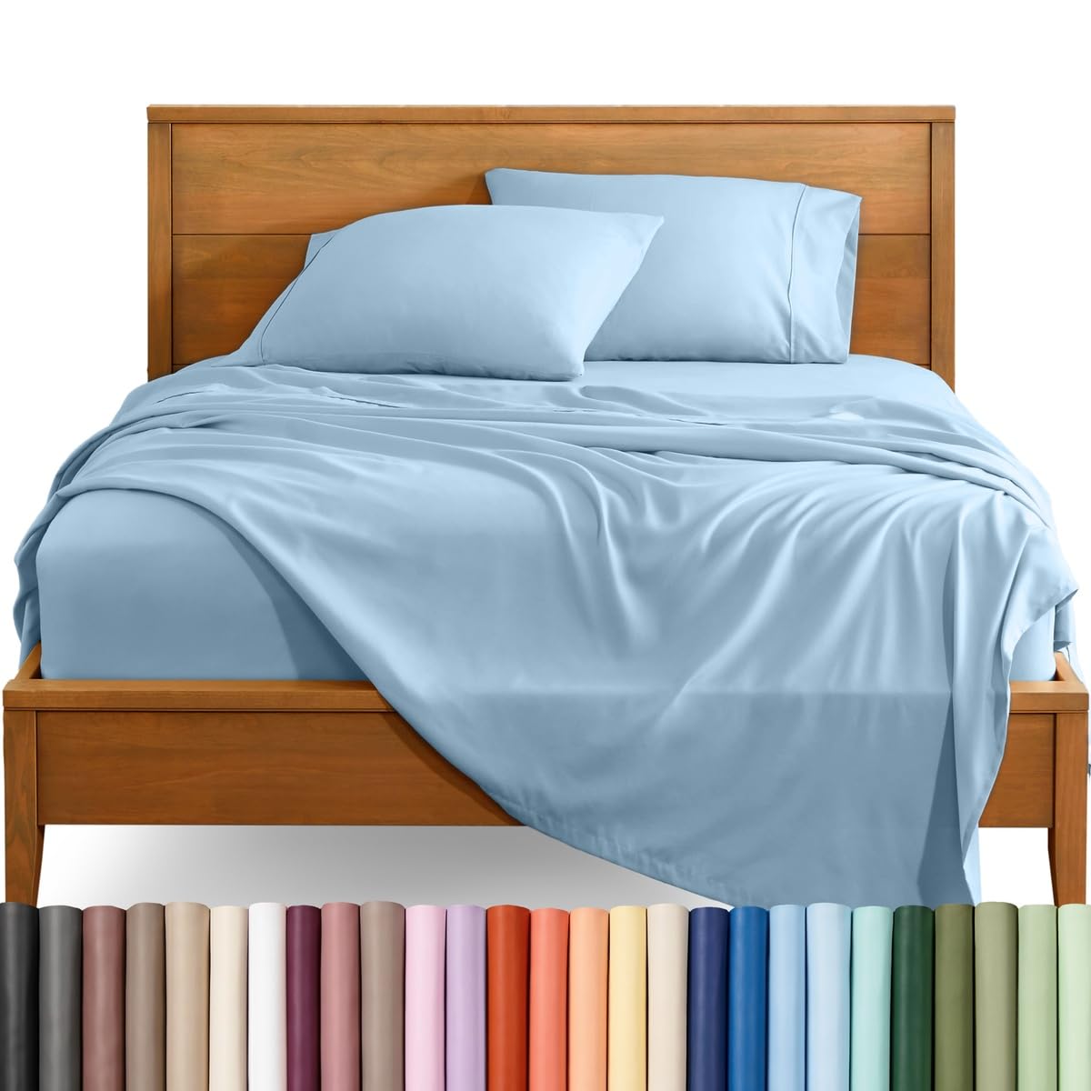 Bare Home Full Sheet Set - Kids Size - 1800 Ultra-Soft Microfiber Bed Sheets - Double Brushed Breathable Bedding - Hypoallergenic - Wrinkle Resistant - Deep Pocket (Full, Light Blue) — image 1