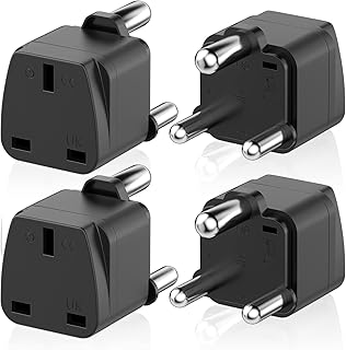 Uk to South Africa Plug Adapter, South Africa Travel Plug Adapter 4 Pack, PABANCE 3-Pin Uk to South Africa Plug Adapter (Type M) with Ground Protection, for South Africa/Sri Lanka etc