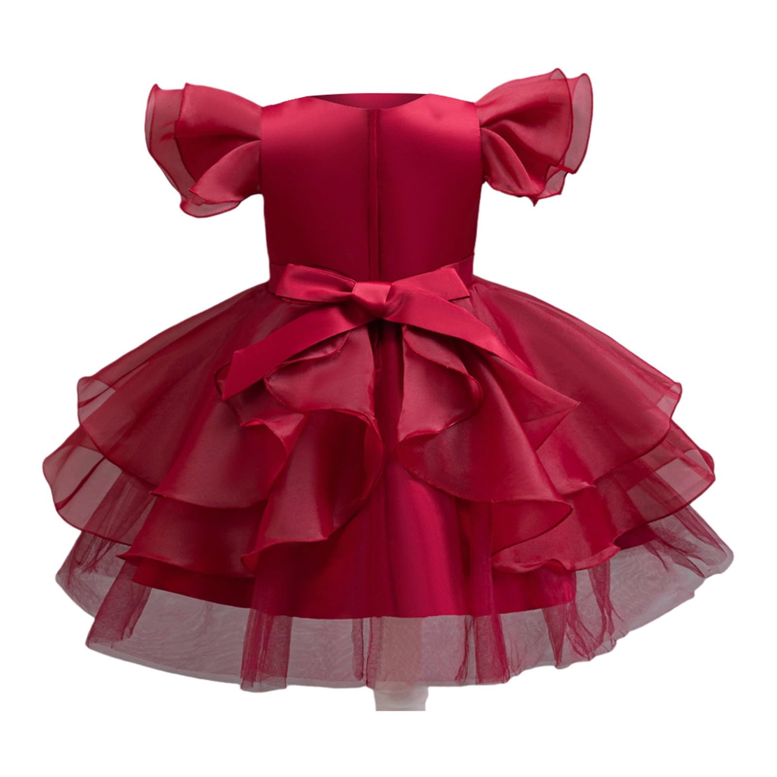 Vestito da ragazza da principessa in tulle con fiocco per bambini a più livelli festa di compleanno matrimonio damigella d'onore abiti da ragazza di fiori abiti da festa formale ballo di fine anno