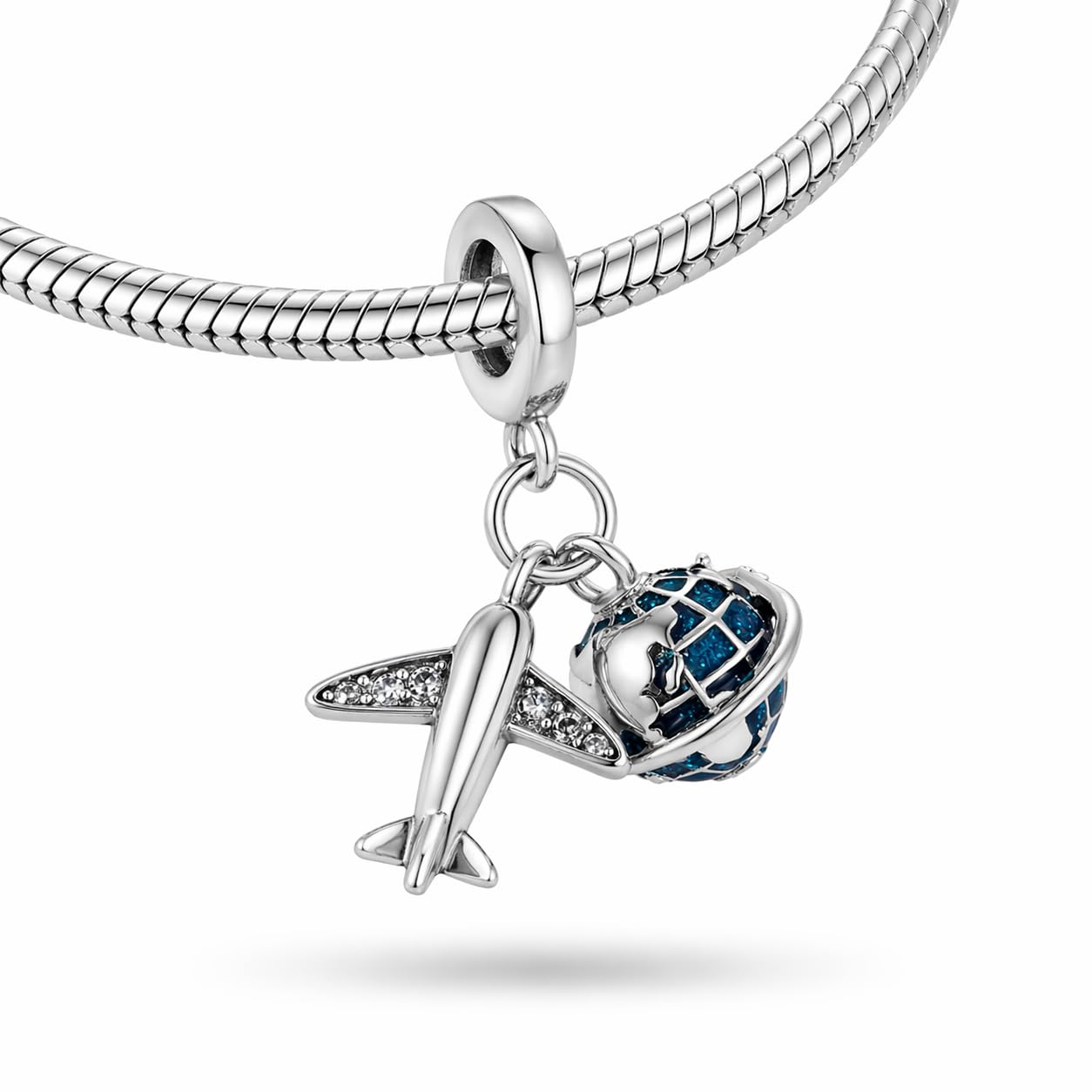 Pendentif Voyage Compatible Toutes Les Marques Monde Globe Avion Valise Passeport Charm Argentée Breloque Bead