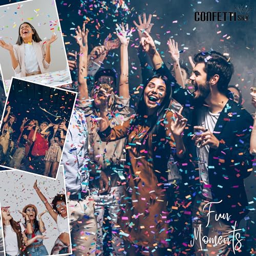 Image of Confetti Sky [6 Pack] 12 Inch Confetti Cannons | Multicolor Confetti Poppers for Wedding Celebration, Birthday Party, Pranks, Graduation, Christmas Eve and New Year Celebration