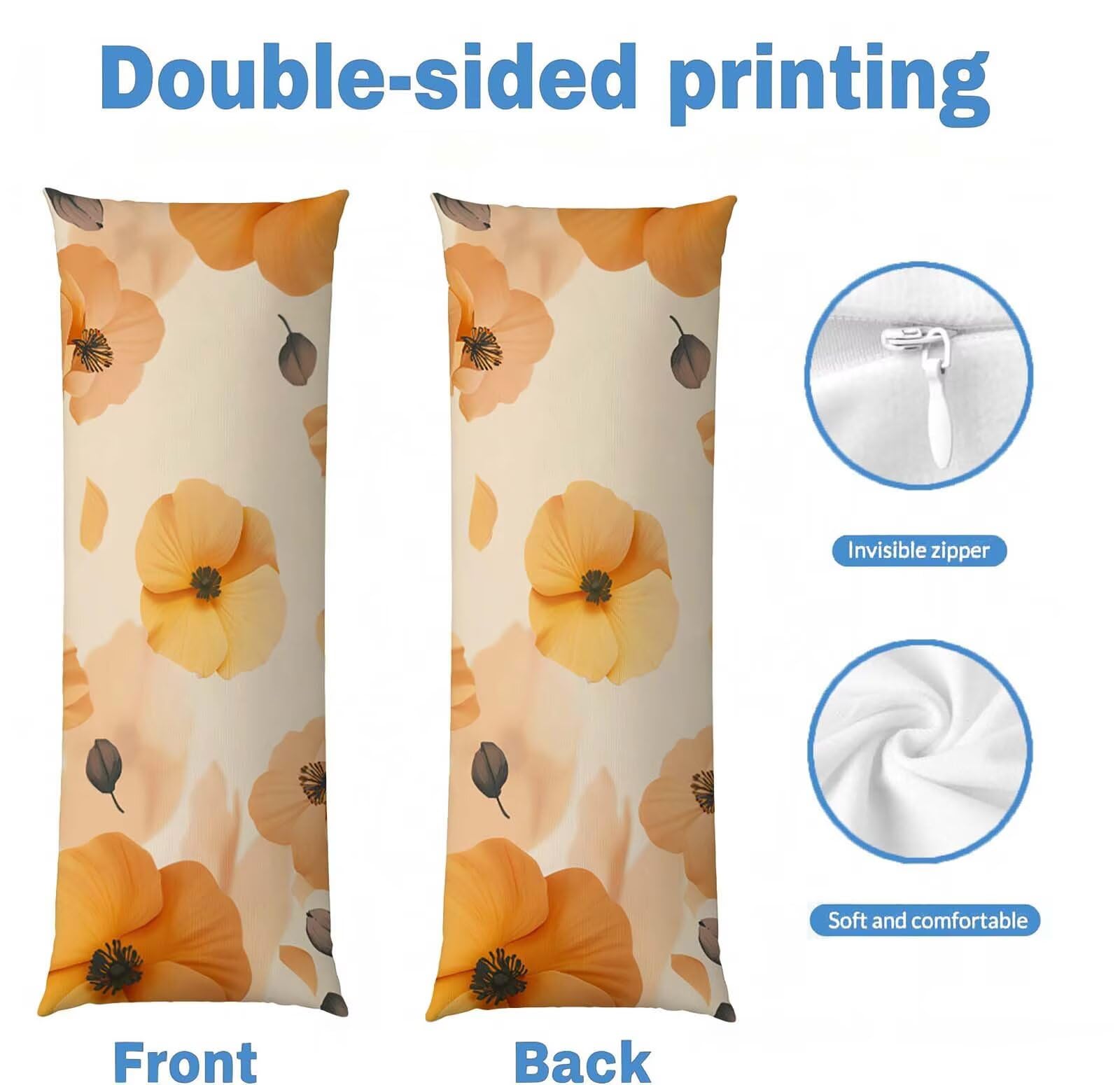 Fodera Cuscino 50 x 150 cm, Arancione-11 Velluto Copricuscini Letto, | con Invisibile Cerniera, Morbida e Traspirante, per biancheria da letto, divano, hotel, chi dorme sul fianco Semplice j-81
