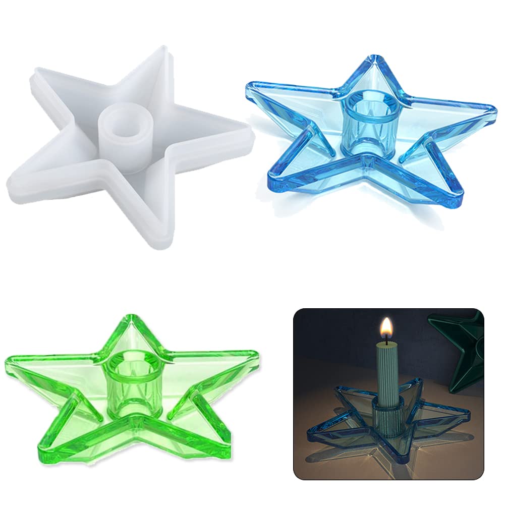 Lot De 4 Moules En Silicone Pour Bougeoirs DIY - Formes Étoile, Cœur, Cylindriques - Pour Résine Époxy, Décoration Fête (Noël, Halloween)