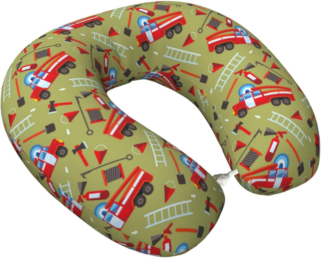 Cartoon Fire Truck Travel Pillow Memory Foam Neck Pillow, Travel Essentials Airplane Pillow, Neck Pillow for Traveling/Sleeping, Travel Accessories for Women Men