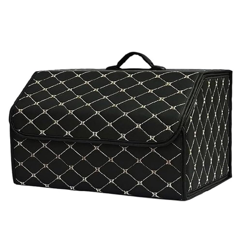 Auto Organizer Bagagliaio per Land Rover Freelander Range Rover Discovery 3/4, PU-Leder Pieghevole Bagagliaio Organizzatore Portaoggetti Stoccaggio Accessori,Black-Beige-L