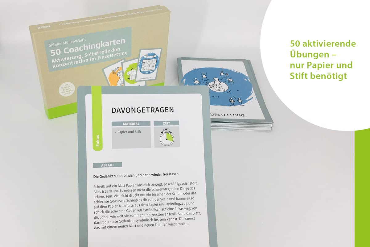 50 Coachingkarten Aktivierung, Selbstreflexion, Konzentration im Einzelsetting: Mit 16-seitigem Booklet. Inklusive digitaler Version