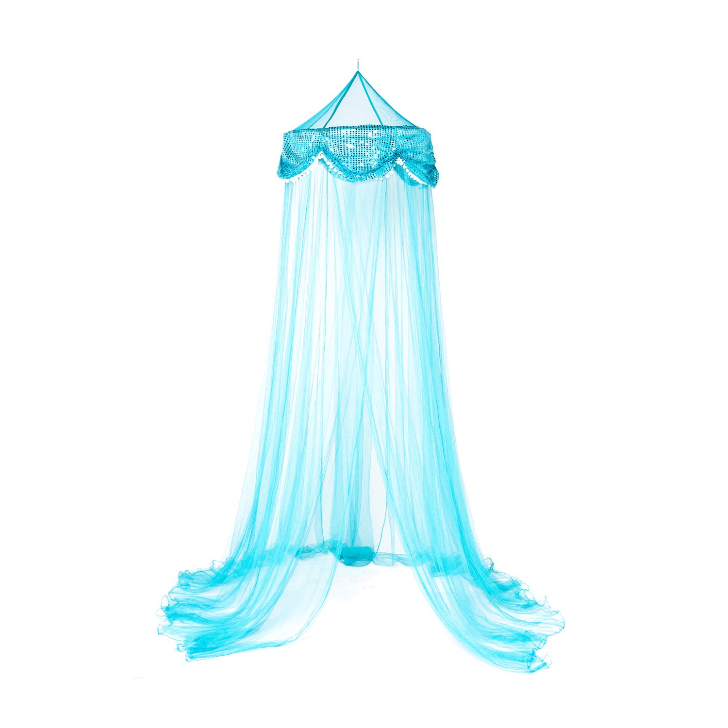 OctoRose Sequins Bed Canopy Mosquito Net Bed, Dressing Room, Out Door Events (TealBlue)