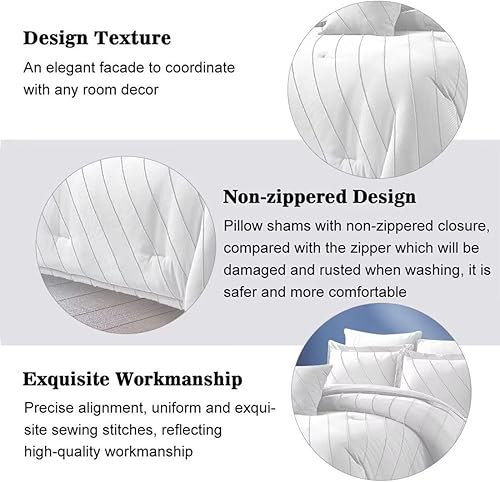 Miniatura 3 de Juego de ropa de cama de 3 piezas tamaño Queen, juego de edredón para todas las estaciones, edredones de poliéster ultra suave, con ondas de