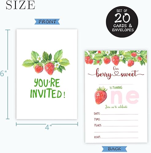 Miniatura 3 de QOFO YQC31 - Tarjetas de invitación para fiesta de primer cumpleaños con sobres, tarjetas de invitación de cumpleaños, decoraciones y suministros