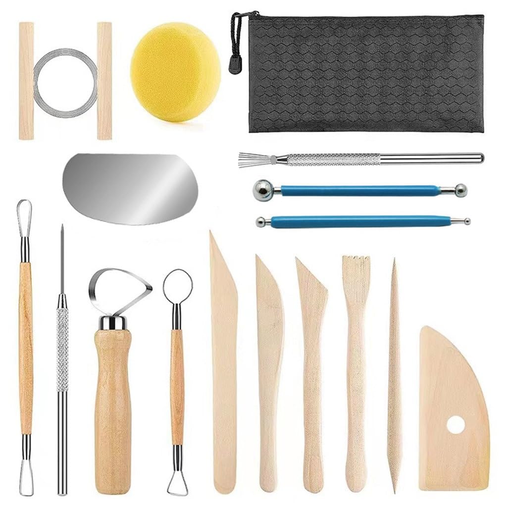Outils de poterie : 17 Ensembles de Sculptures en Argile, tiges à pilules, Sept Aiguilles, Outils de Bricolage Faits à la Main
