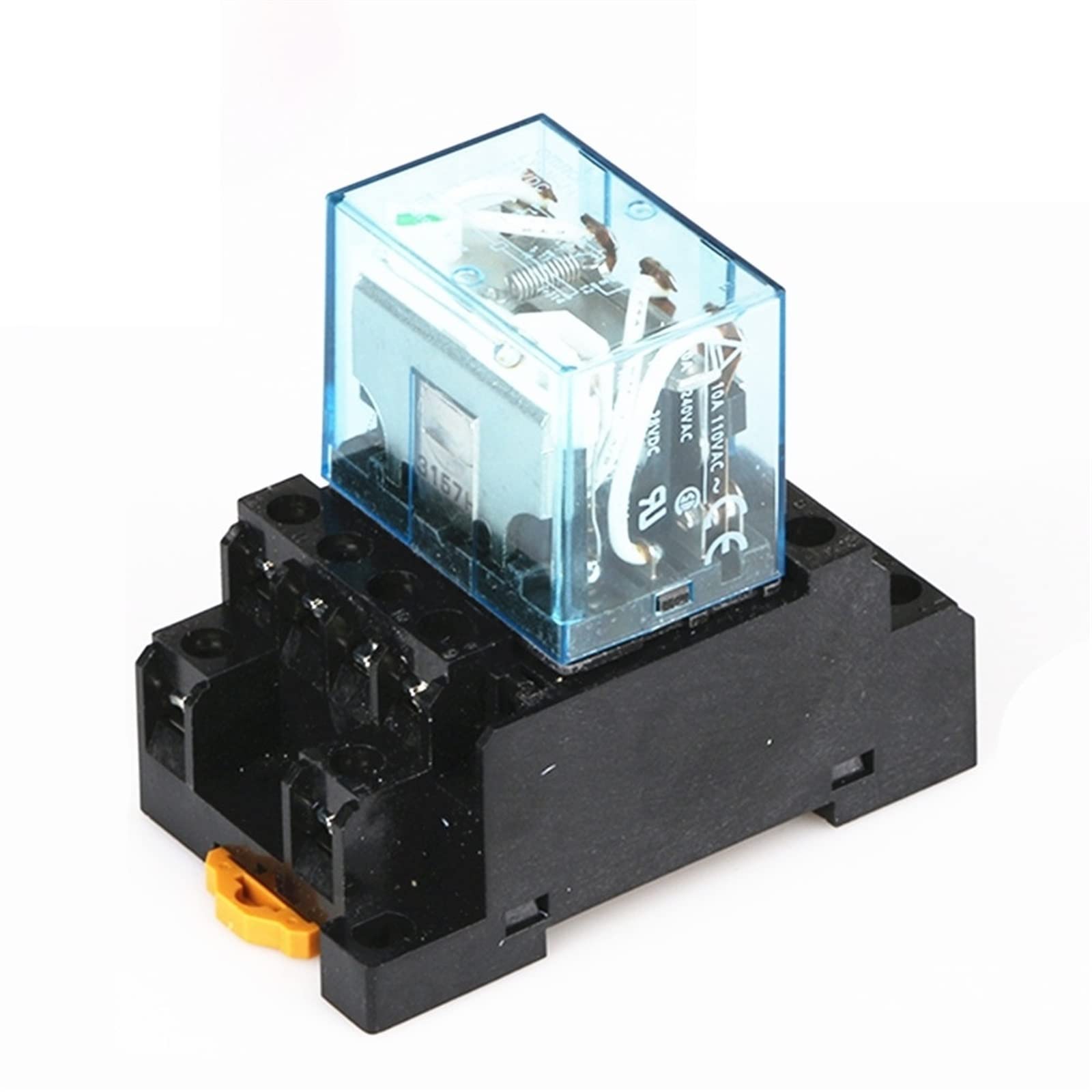 VDOQTLJT 100set HH64P LY4 DC12V/DC24V/DC110V/DC220V Coil 14-Pin 4PDT Green LED Electromagnetic Relay