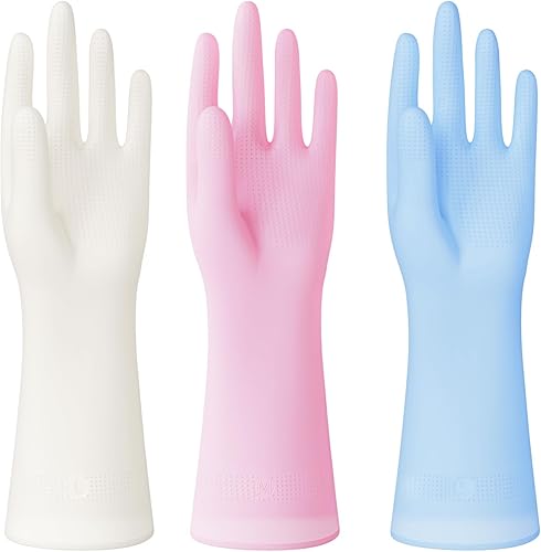 Guantes de limpieza para el hogar Guantes de goma para lavar platos para cocina 3 o 6 pares reutilizables, duraderos, ligeros, finos.