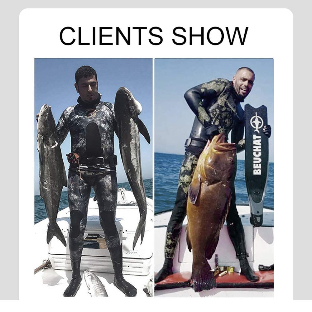 Muta da pesca subacquea in neoprene da 7 mm per uomo, mimetica divisa con cappuccio, imbottitura sul petto per apnea, snorkeling e immersioni in acqua fredda