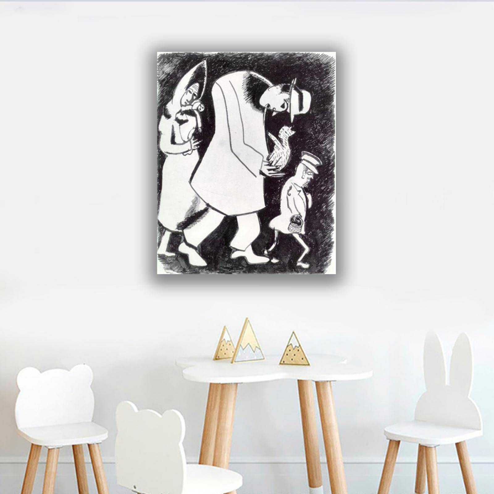 Amazon.co.jp: マルク・シャガール-有名な絵画の版画-猫のいる男と子供