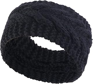 merishopp Elastic Knitting Headband Headwear Thick Hair Bands for Girls Women Workout Black-picture-53