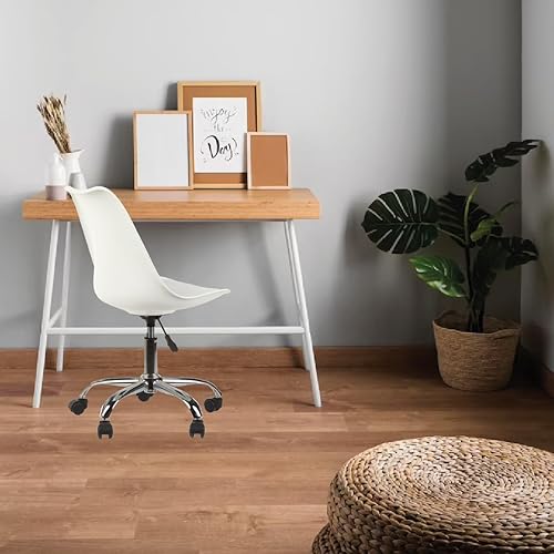 Miniatura 8 de +gardenlife  Tulip - Silla moderna para el hogar y la oficina, diseño sin brazos, altura ajustable, carcasa suave de Ped  (blanco)