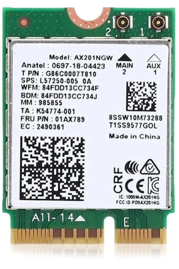 Image of Plugnet | AX201 WiFi 6 Card | Dual Band Wi-Fi | 2.4 Gbps | CNVio2 M.2 | Supports Bluetooth 5.2 (Only for Tiny pc)