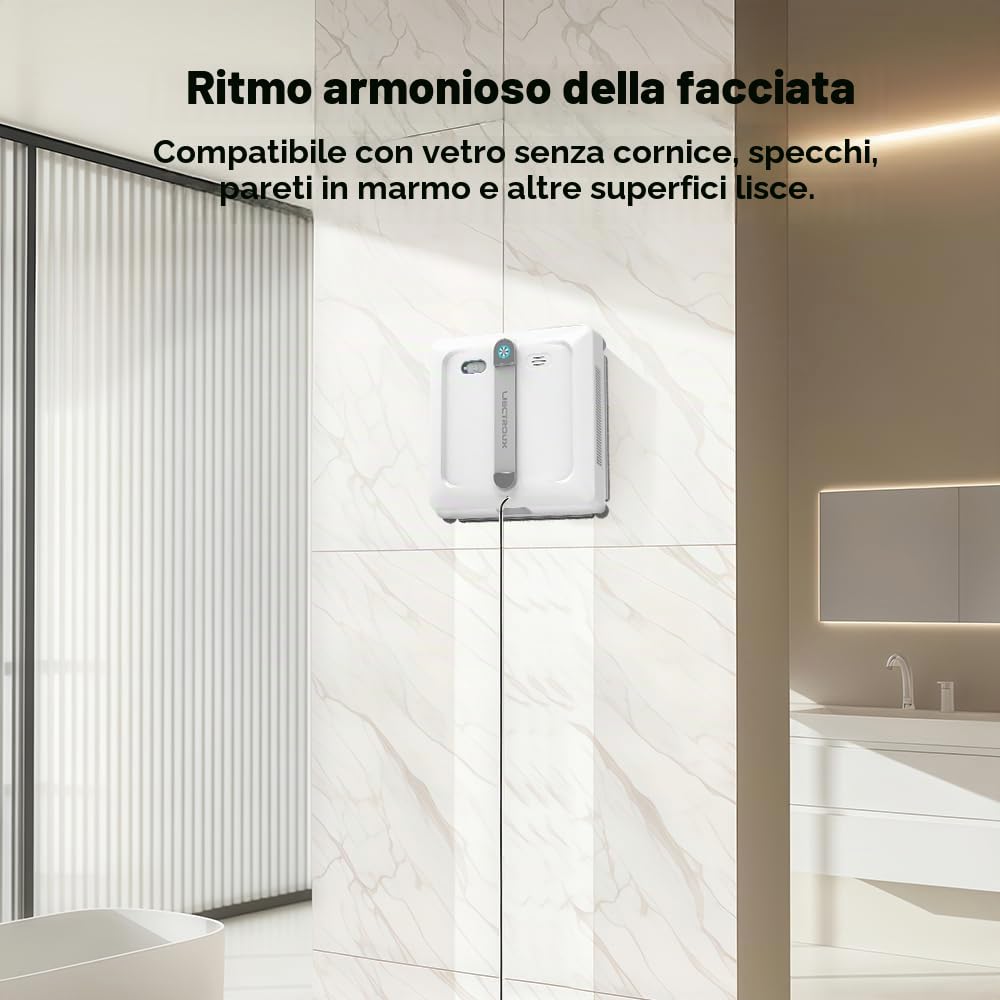 LIECTROUX Robot lavavetri S9, 2 spazzole rotanti, spruzzatura pompa 6 ugelli, motore senza spazzole, aspirazione 9KPa, vetri senza telaio, 8 microruttori, corda + cavo 2in 1, app e telecomando