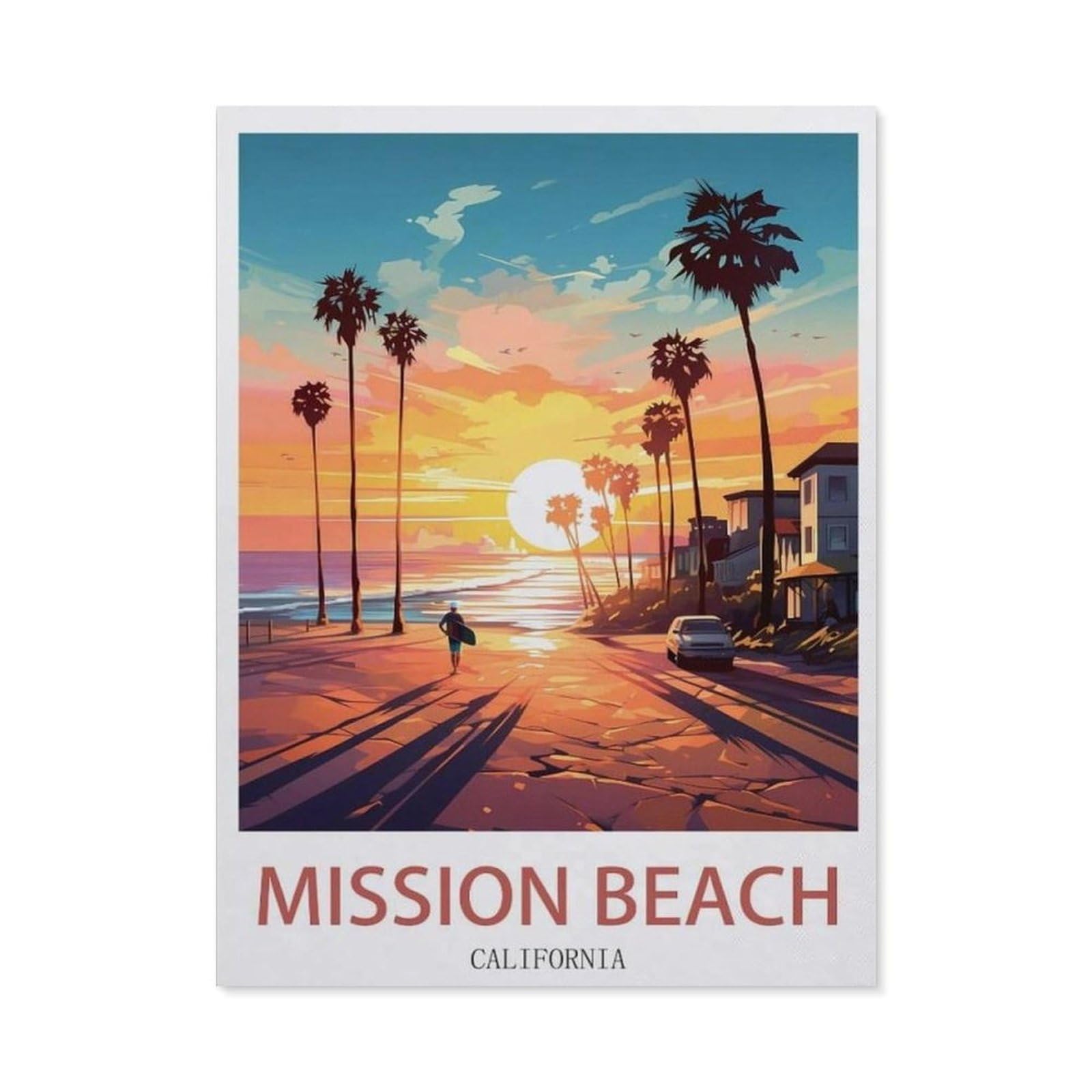 Vintage Metal Tin Sign，Mission Beach California，Funny Bathroom Decor, Restroom Decoration, Funny Bathroom Wall Art Tin plaque(15x30cm）6x12 inch-EE87