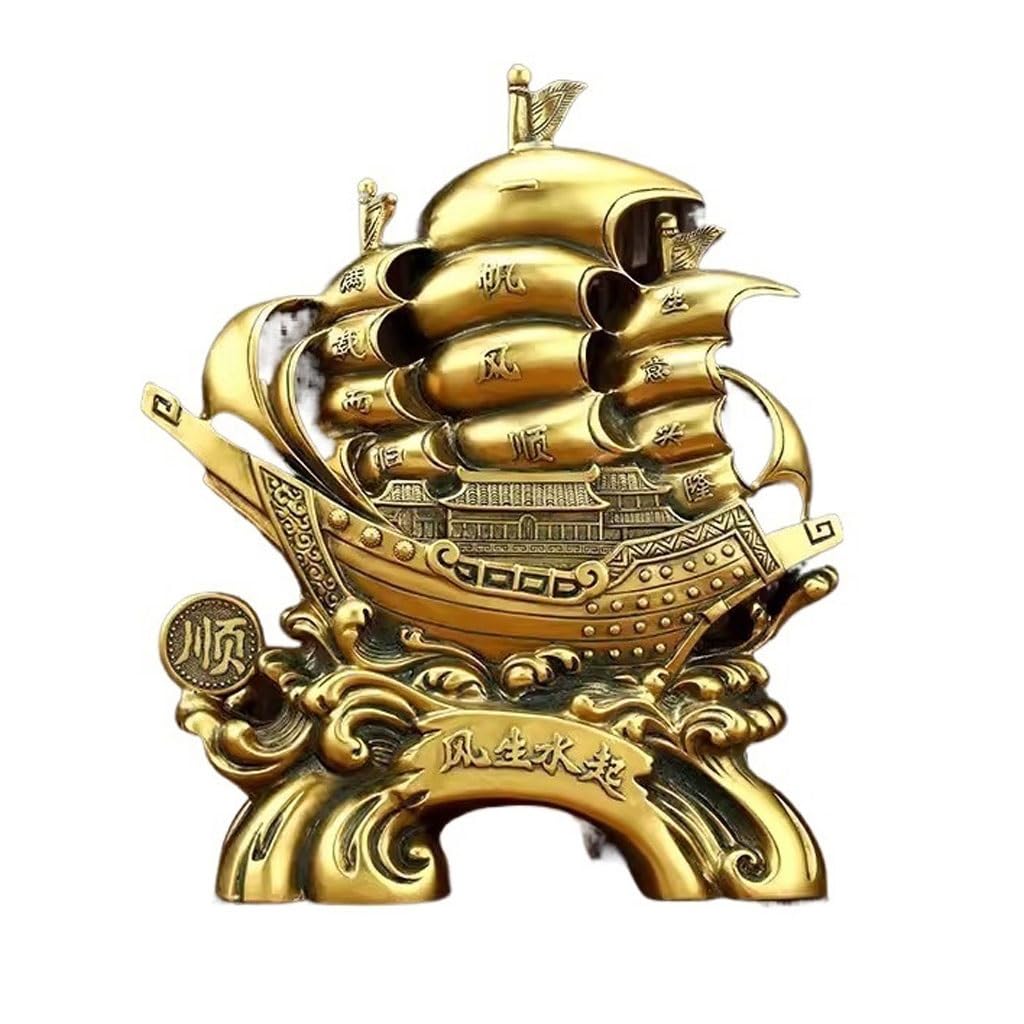 IUokLU Statue New Chinese Style Sailboat Brass Ornaments Living Room Porch Crafts Office Wine Cabinet Decorations Brass Figurine