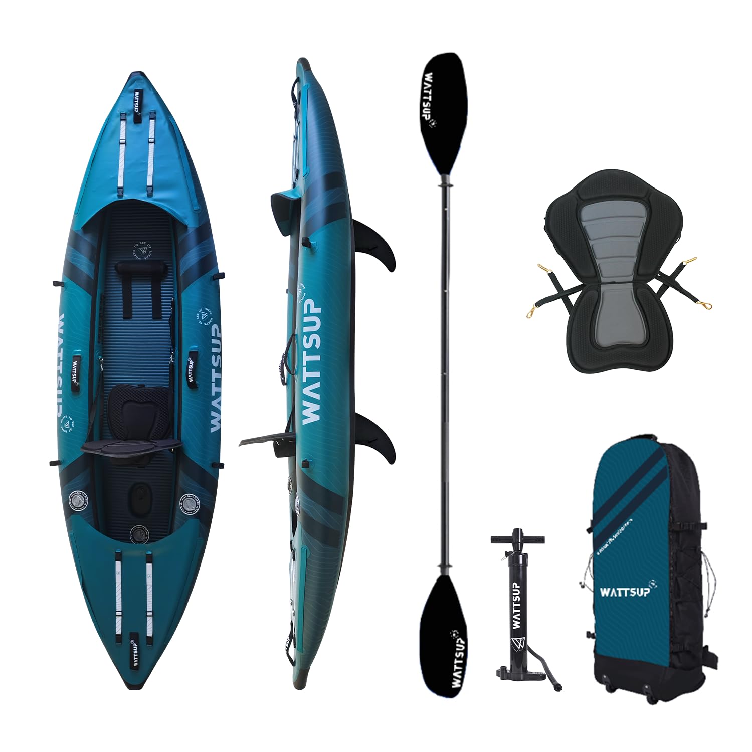 Kayak Gonfiabile Wattsup COD 1 Piazza - 310x85 cm (10'2" x 33") - PVC laminato e Dropstitch - Pacchetto Completo - Max 180 kg