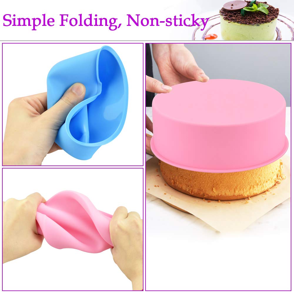 Set 3 Tortiere In Silicone Antiaderenti - 10/15/20 Cm, Viola, Per Torte, Cheesecake E Dolci - Foto 9