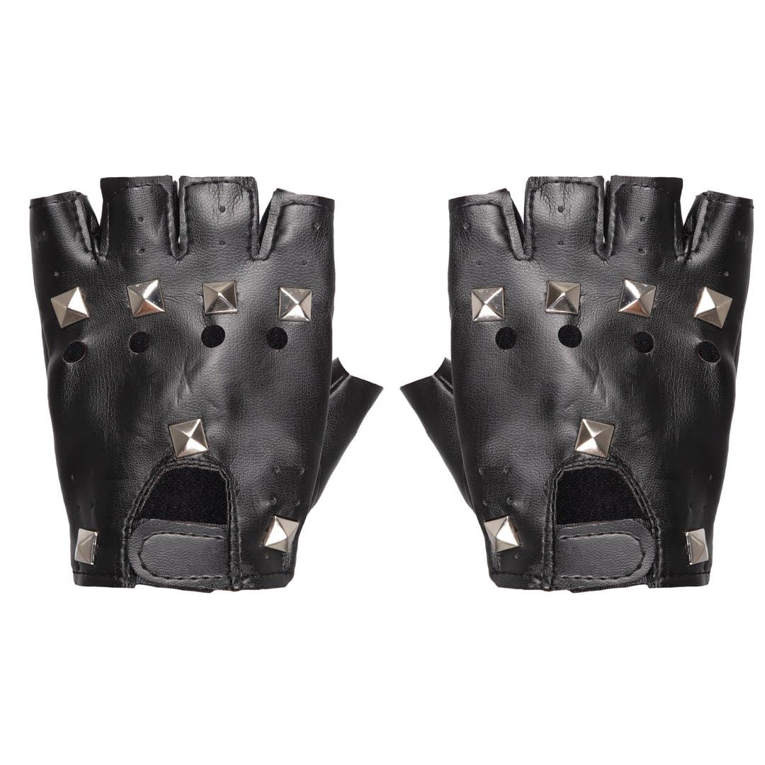 P'tit Clown 18430 Punk Gloves - One Pair - Black, 14 x 10