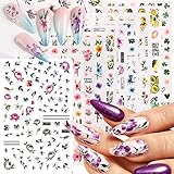 10 Sheets Flower Nail Art Stickers Decals 3D Self-Adhesive Charming Tropical Plants Mandala Leaf Dec