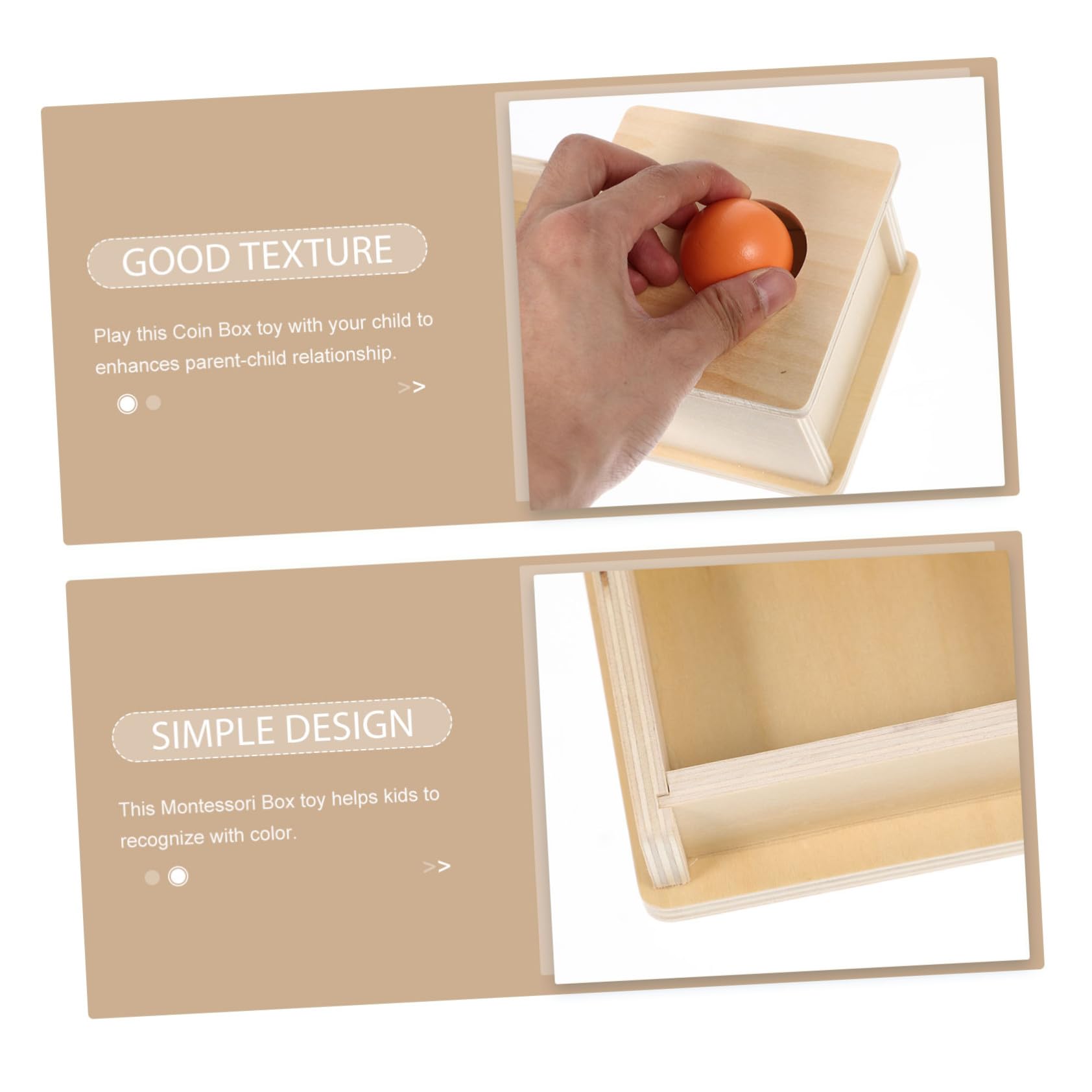 FRCOLOR Juguete de Caja de Monedas de Madera para Niños 1 Pieza | Aprendizaje de Permanencia del Objeto, Interacción Padre-hijo, Juguete Educativo para Niños y Niñas