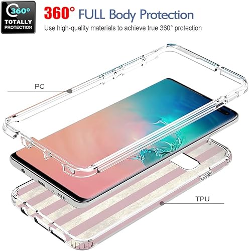 Miniatura 3 de Tothedu Funda para Galaxy S10 Plus, Samsung S10+ SM-G975U con protector de pantalla de vidrio templado, bonito patrón de bandera transparente para