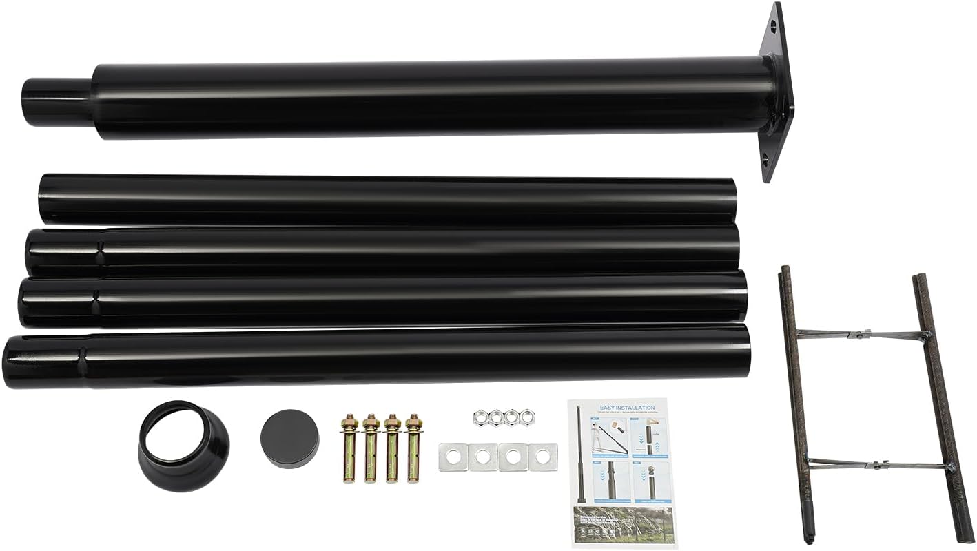 16.4Ft Street Light Pole, Outdoor Heavy Duty Street Lamp Post, Floor Mounted Split Street Lamp Post for Outdoor, Courtyard, Yard, Parking Lot (16.4FT 114+76mm)