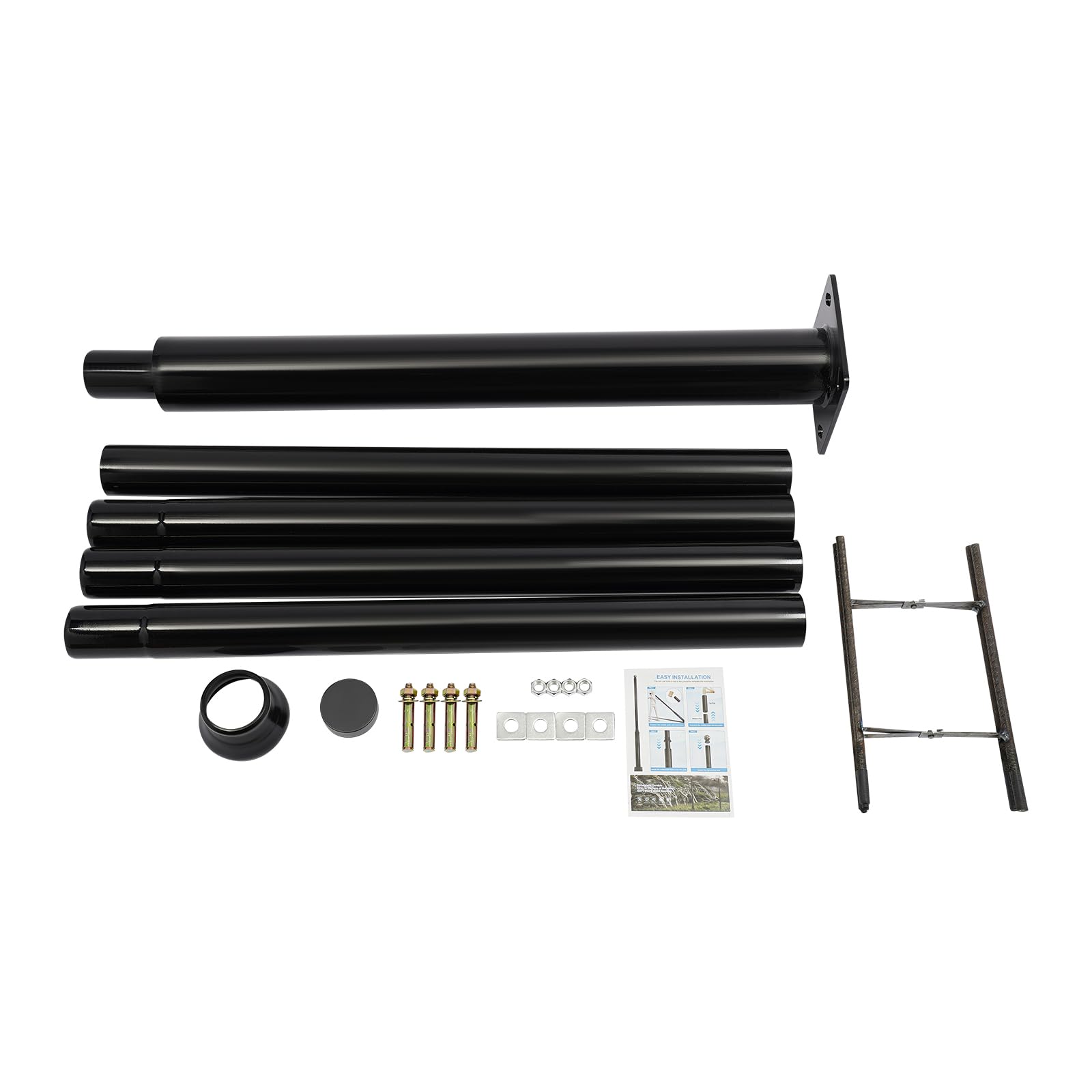 Mástil para farolas, capacidad de carga de 100 kg, lámpara de mástil negro, mástil para diferentes farolas, lámparas solares, lámparas de jardín, cámaras de vigilancia (5 m)