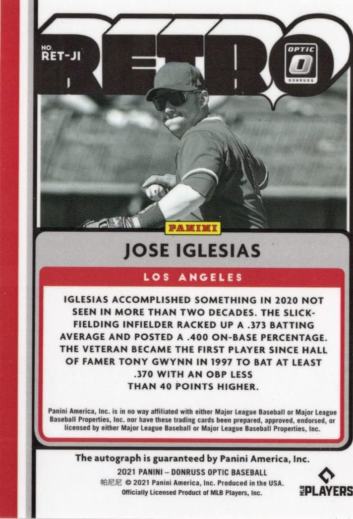 Jose Iglesias Autographed Retro Series Signatures Collectible Baseball Card - 2021 Panini Donruss Optic Baseball Card #RET-JI (Angels) Free Shipping