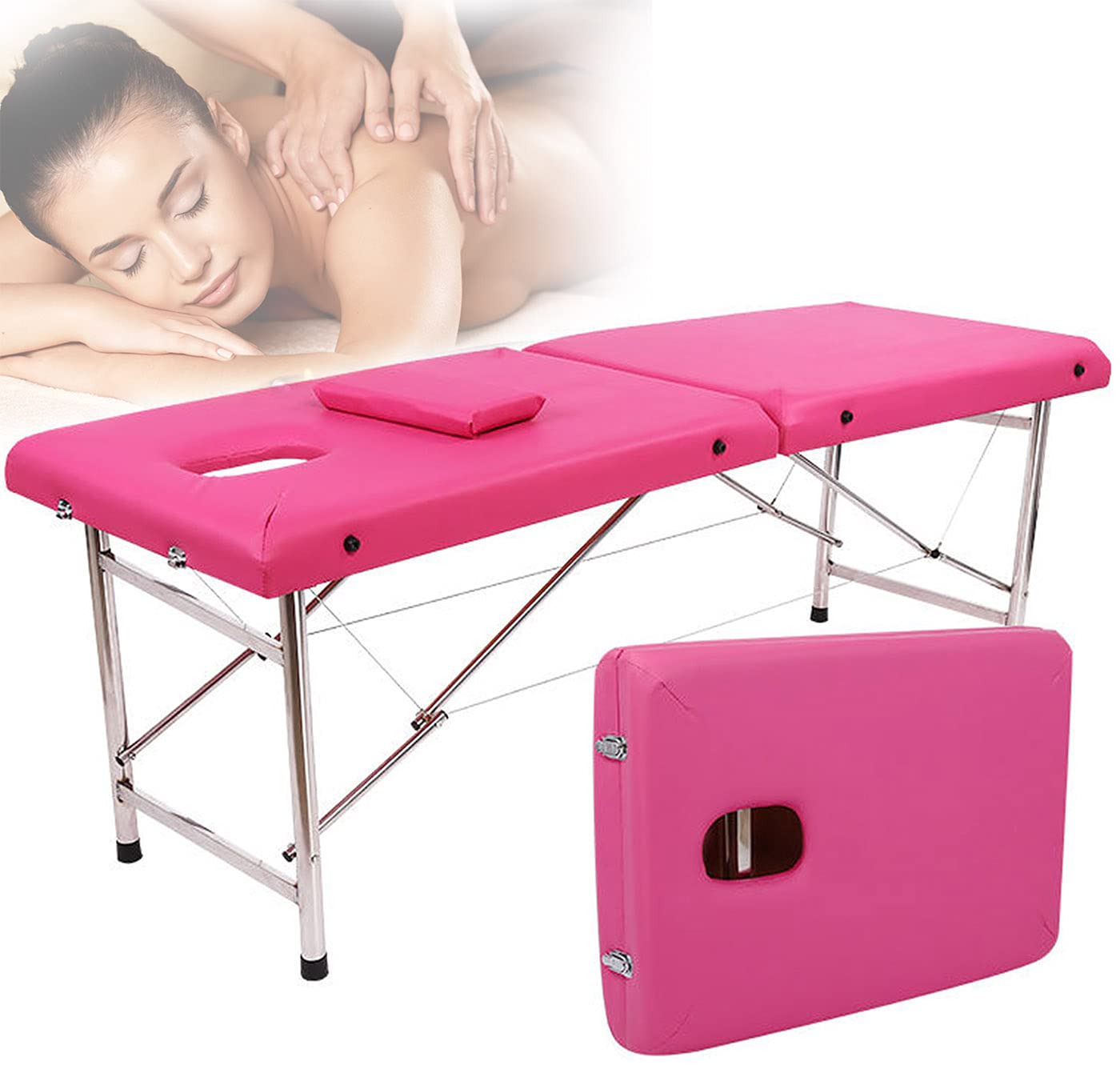 Lettino da Massaggio per la casa, Lettino da Massaggio Pieghevole Commerciale, Lettino da Massaggio per la Bellezza e la Spa, Lettino da Massaggio Portatile in Alluminio PE(