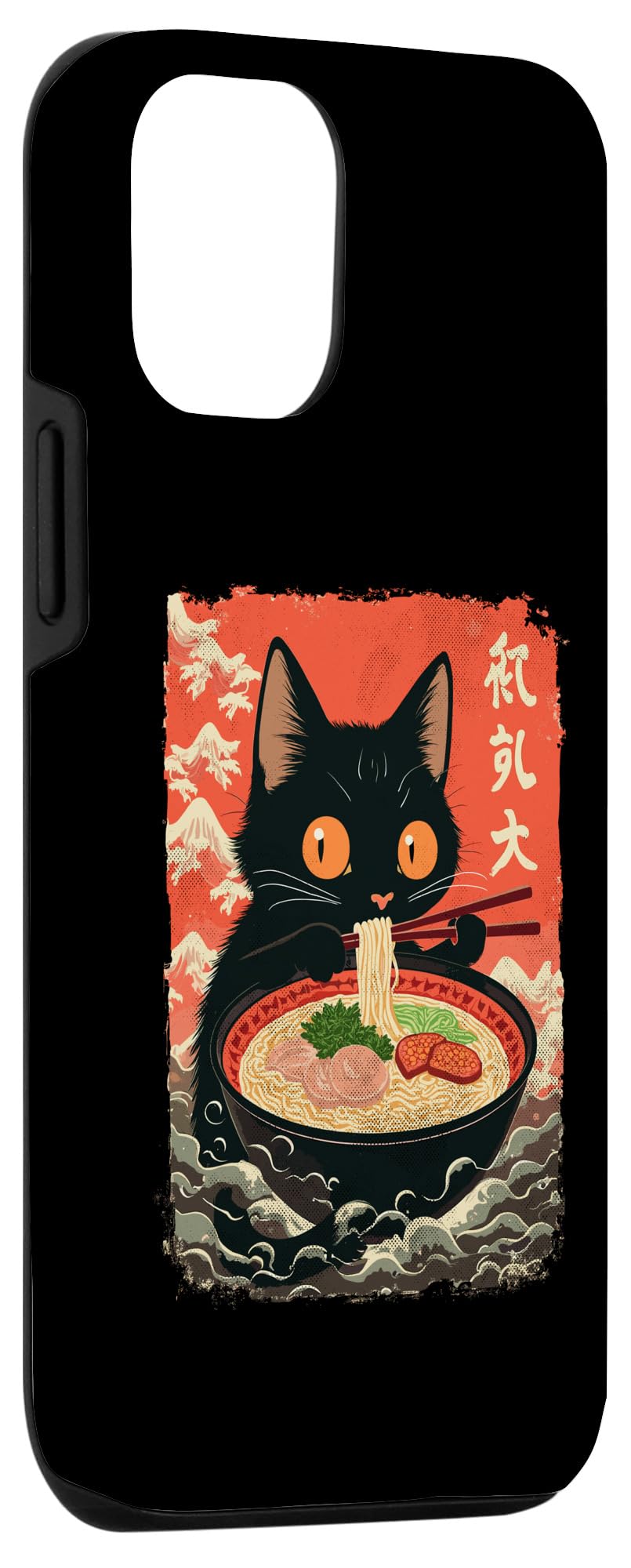 iPhone 15 Neko Cat Eating Ramen Anime Kawaii Japanese Noodle Graphic Case - Image 3