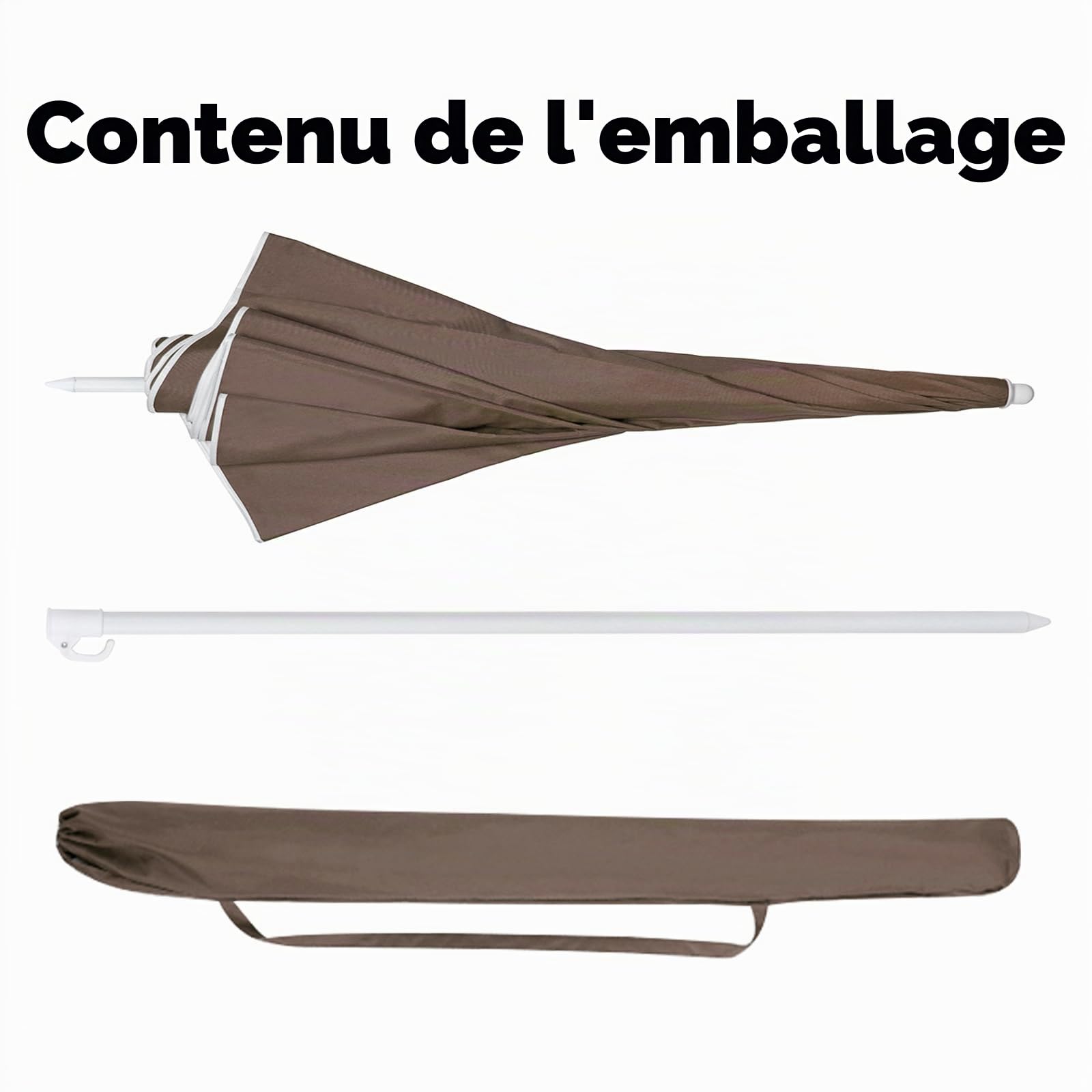 Sekey Parasol de Jardin 160 cm GRS Certifié – Réglable en Hauteur & Inclinaison, UPF50+ avec Polyester Recyclé Imperméable & 8 Baleines Antivents