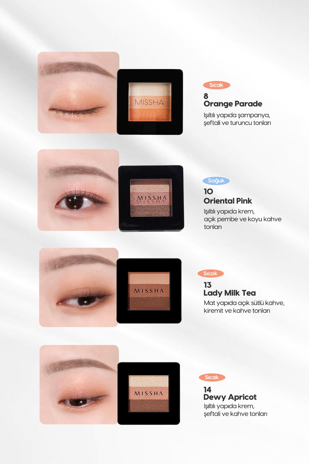 MISSHA Yumuşak Dokulu, Dökülme Yapmayan 3 Renkli Göz Farı Triple Shadow No.6 (MARSALA RED)